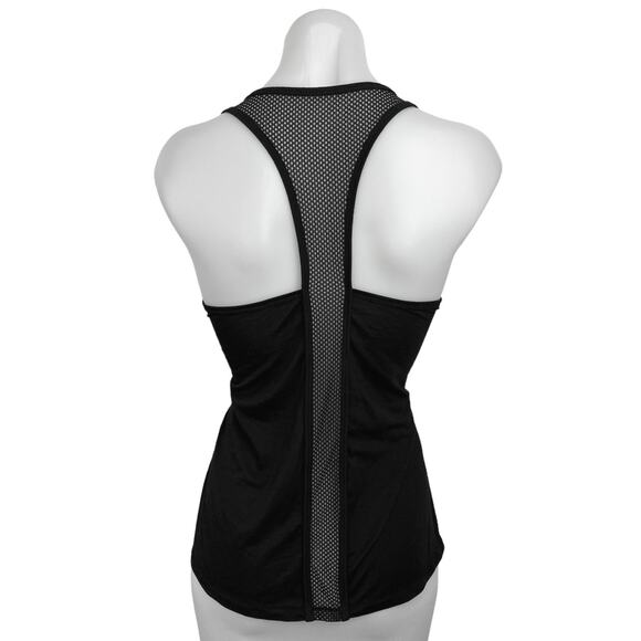 Athleta Black Crew Neck Mesh Trim Racerback Workout Tank Top Size M - Picture 2 of 4